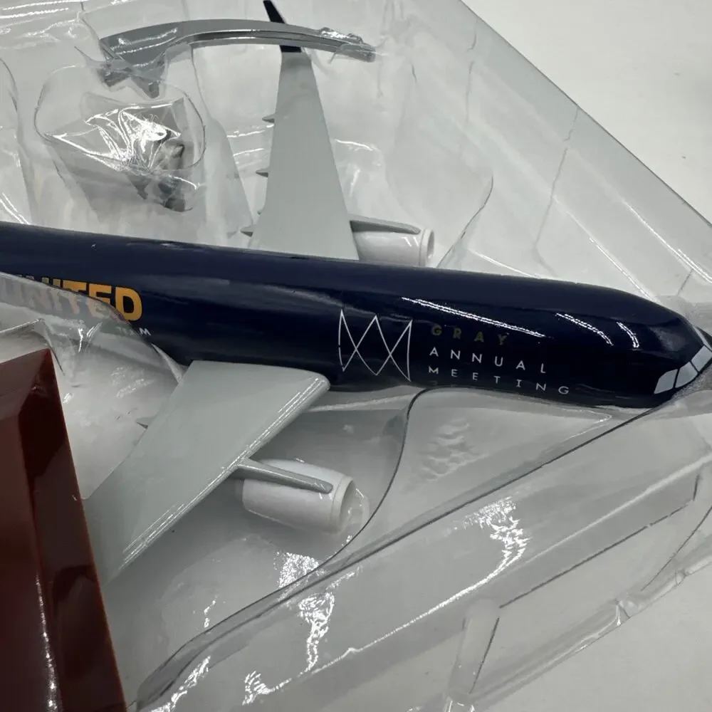 Gray Construction United Boeing Diecast Model Plane - 7.75” Long